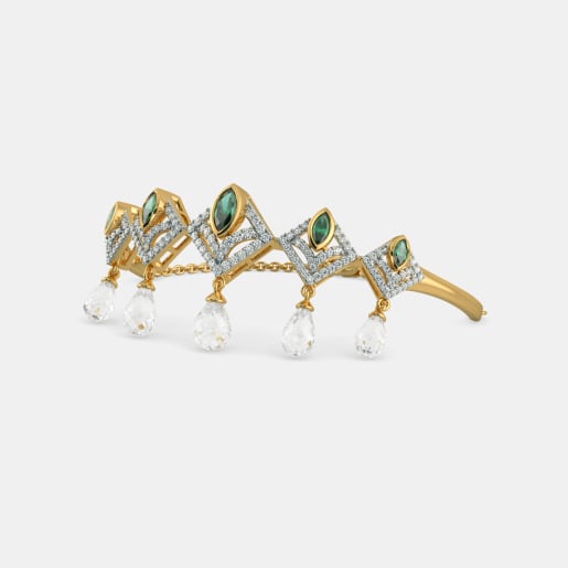 Diamond , Emerald And White Topaz Bracelet In Yellow Gold (11.56 Gram) With Diamonds (1.087 Ct)