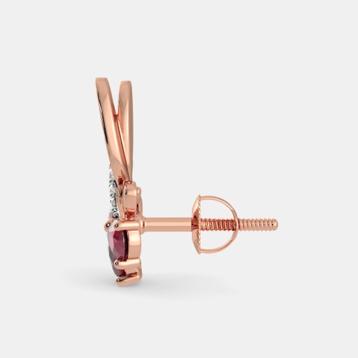 Diamond And Ruby Earring In Rose Gold (2.73 Gram) With Diamonds (0.038 Ct)