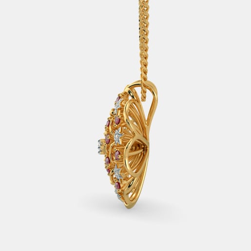 Diamond And Ruby Pendant In Yellow Gold (7.8 Gram) With Diamonds (0.096 Ct)