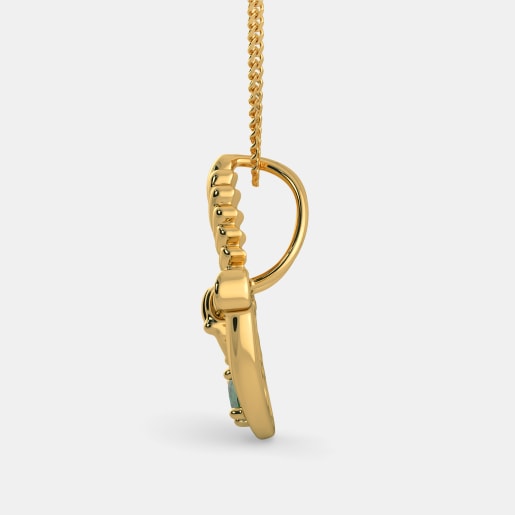 Diamond And Emerald Pendant In Yellow Gold (1.55 Gram) With Diamonds (0.010 Ct)