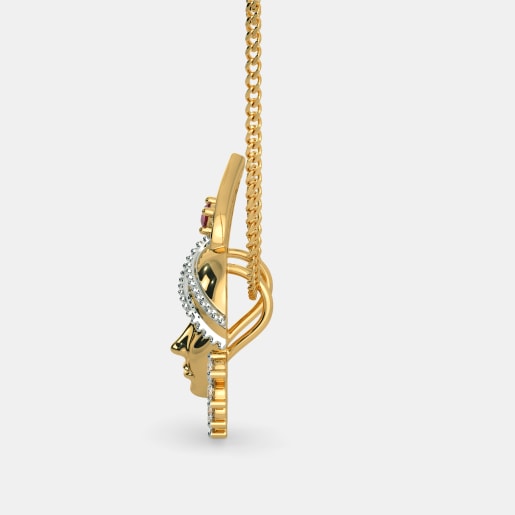 Diamond And Ruby Pendant In Yellow Gold (2.74 Gram) With Diamonds (0.280 Ct)