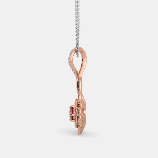 Diamond And Ruby Pendant In Rose Gold (3.4 Gram) With Diamonds (0.174 Ct)