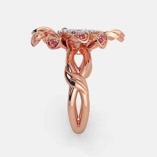 Diamond And Ruby Ring In Rose Gold (8.36 Gram) With Diamonds (0.474 Ct)