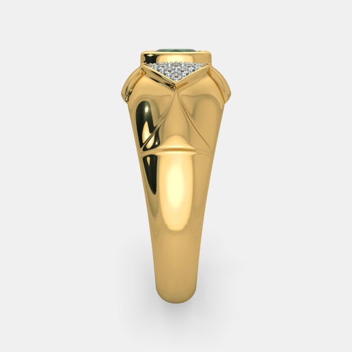Diamond And Emerald Ring In Yellow Gold (6.73 Gram) With Diamonds (0.116 Ct)