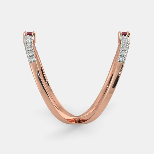 Diamond And Ruby Ring In Rose Gold (4.21 Gram) With Diamonds (0.196 Ct)
