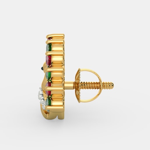Ruby , Emerald And Diamond Earring In Yellow Gold (3.33 Gram) With Diamonds (0.080 Ct)