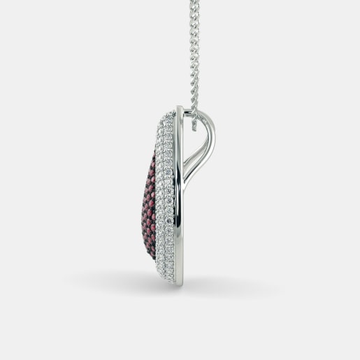 Diamond And Ruby Pendant In White Gold (3.06 Gram) With Diamonds (0.625 Ct)