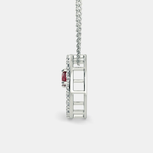 Ruby And Diamond Pendant In White Gold (3.12 Gram) With Diamonds (0.608 Ct)