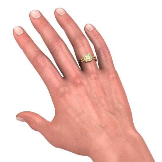 Diamond Ring In Yellow Gold (7.1 Gram) With Diamonds (0.142 Ct)